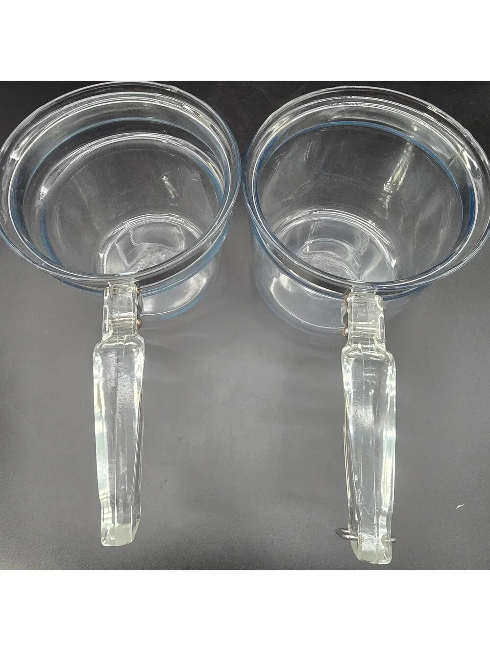 Vintage Pyrex Flameware Glass Double Boiler 2-Piece Set Pots & Handles No Lid